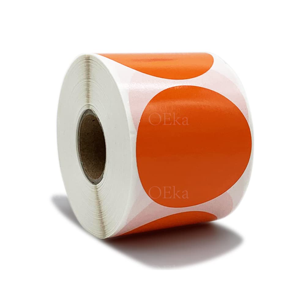 2 Inches Round Direct Thermal Labels Blank Shipping Labels Address Labels 500Pcs/Roll Compatible with Rollo & Zebra Desktop Printers(1 Roll, Orange)