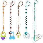LittleHugs Spielzeuggurte für Babys, 5 Stück, verstellbare Spielzeughalter für Kinderwagen-Zubehör, Silikon-Schnuller-Clip, kein Werfen, Baby-Reise, unverzichtbare Leine für Hochstuhl, Autositz,