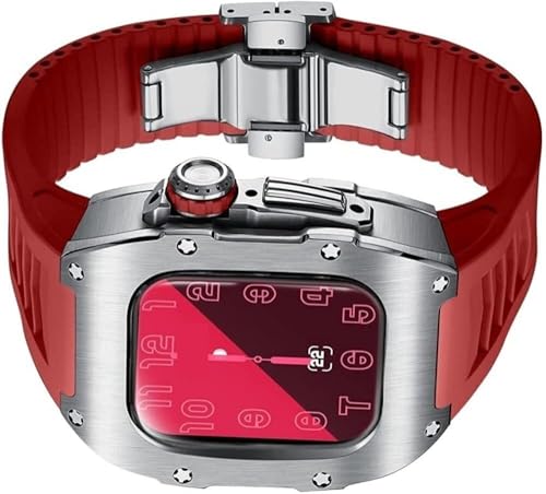 Bracelet RM Apple Watch 41mm en caoutchouc fluoré de luxe avec cadran métal