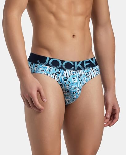 Image of Jockey FP22 Men's Super Combed Cotton Elastane Stretch Printed Brief with Ultrasoft Waistband