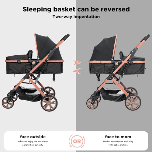 image for PEARLOVE 2 in 1 Convertible Baby Stroller Bassinet Newborn Reversible 