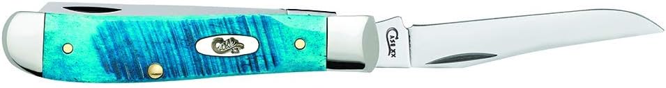 Case XX WR Pocket Knife Mini Trapper Caribbean Blue Jig Bone Item #25593 - (6207 SS) - Length Closed: 3 1/2 Inches