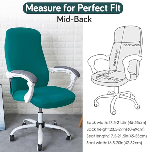 Image of HOKIPO 'SereneSolids' 140 GSM Office Chair Cover for Desk Chair (Mid-Back) - Stretchable Fabric, Washable, Durable & Anti-Slip - Fits Mid-Back Office Chairs, Teal (AR-5221-TEAL-M)