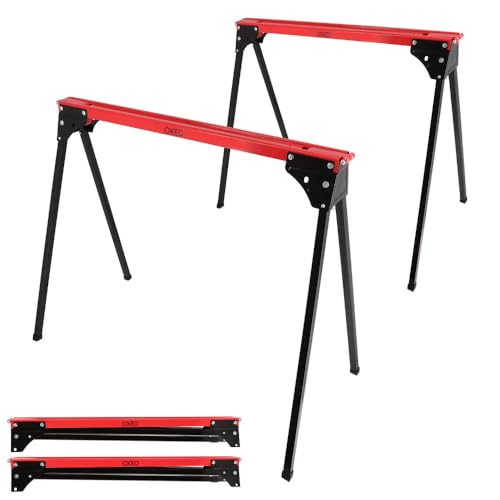 Lot de 2 tréteaux pliables léger - Capacité 760kg - Métal - Tréteaux pour atelier et chantier - Largeur 86cm - Ht 79cm