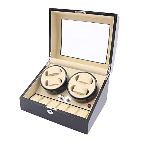 Frederimo Boîte de rangement automatique pour montres automatiques, 4 + 6 montres - Pour montres automatiques, Noir Cover