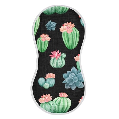 xigua Watercolor Cacti Baby Burp Cloths for Newborn Boys and Girls 4 Pack, Soft & Absorbent Cotton Baby Burp Cloth, Baby Washcloths, Newborn Towel, Burp Rags