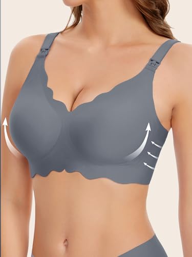 Image of Angelhood Nursing Bras for Breastfeeding Ultra Comfort Seamless Maternity Bra Wireless Pregnancy Bralette with Extra Extender