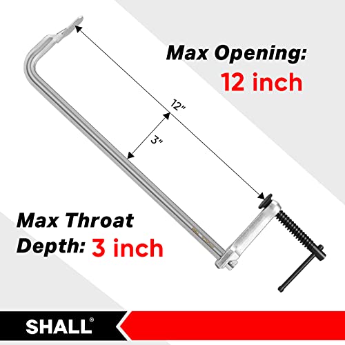 Shall SH192005AE 4-Pack Bar Clamps Set, 12-Inch Light-Duty Drop Forged Steel Bar Clamps, Steel F Clamps With Max 450Lbs Load Limit For Welding, Woodworking, Metal Working thumb #1