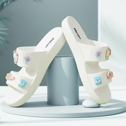 Image of DOCTOR EXTRA SOFT Women's Comfort Double Straps EVA Slip-On Slippers with Cute Charms| Lightweight, Trendy Summer Beach, Pool, Indoor & Outdoor Wear Slide| Soft Cushion Sole Sandals Daily Mules D-540