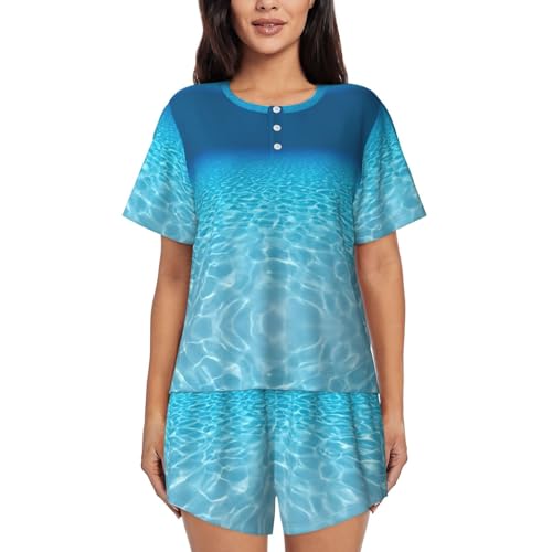 Pyjama paysage sous-marin femme haut manches courtes et short