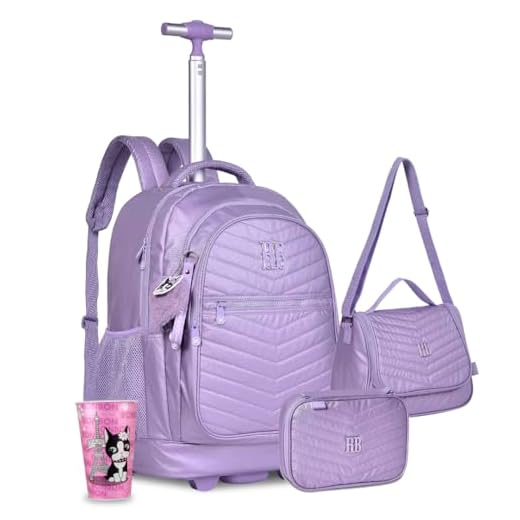 Kit Fashion Escolar Metalizado Rebecca Bonbon Mochila Infantil Rodinha Estojo E Lancheira Térmica (Lilás)