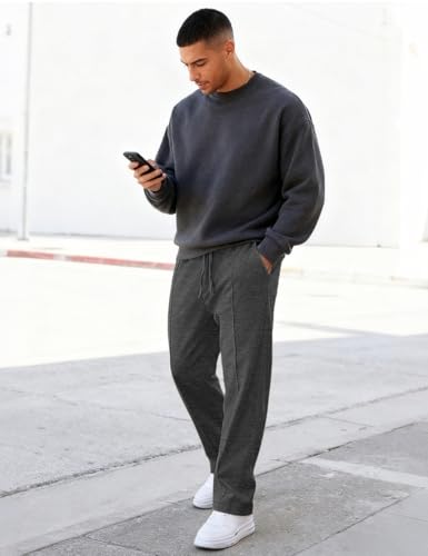 Mens Casual Pants for Men Elastic Waist Lightweight Loose Fit Pleated Slim Fit Casual Pants Tapered Cropped Trousers4