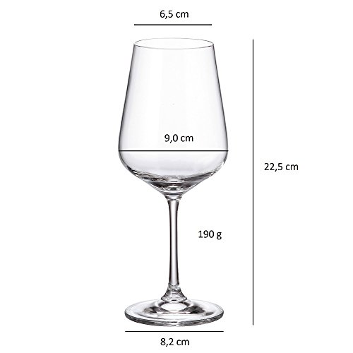 Jogo de 6 tacas para vinho tinto Strix em cristal ecologico 450ml A22cm