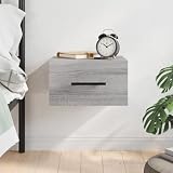 GeenYuu Comodino da parete grigio Sonoma, in legno, 35 x 35 x 20 cm, mobiletto portaoggetti sospeso con vano portaoggetti, armadio multiuso salvaspazio per corridoio, ufficio, cantina e lavanderia