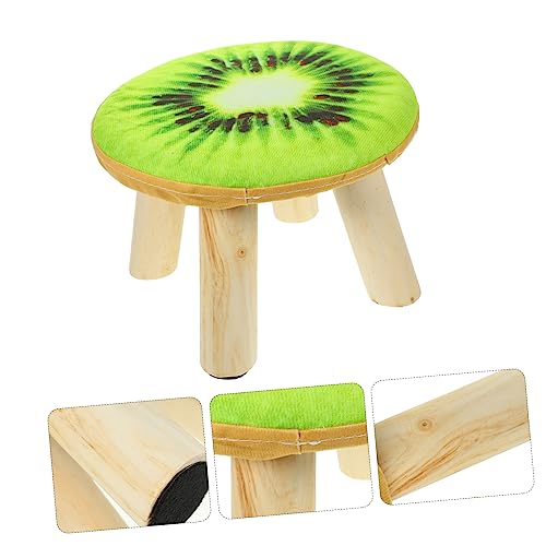 Taburete de madera maciza con estampado de frutas exclusivo y cojín de esponja PRETYZOOM 8