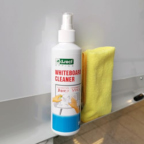 D.RECT Whiteboard Reiniger 250ml - Pump-Spray-Flasche Whiteboard Cleaner Spray zur Reinigung: Magnettafel, Flipchart - Entfernt Marker Farbe, Staub, Streifen und Verfärbungen