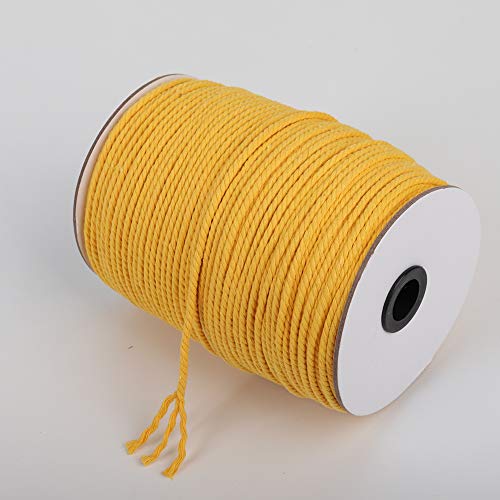 image for XKDOUS Yellow Macrame Cord 3mm x 220yards, Colored Macrame Rope, Cotto