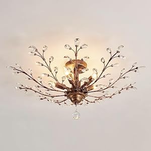 CVKASH 5 - Light Vintage Crystal Chandelier Modern Bronze Branche Ceiling Light Fixture Farmhouse for Kitchen Dining Room Living Room Bedroom Hallway Foyer CVKASH 5 Light Vintage Crystal Chandelier Modern Bronze Branche Ceiling Light Fixture Farmhouse for Kitchen Dining Room Living Room Bedroom Hallway Foyer