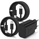 45W USB C Ladegerät Schnellladegerät für Samsung Galaxy S25 S24 S23 S22 S21 Ultra,Usb C Schnellladekabel 1M+2M mit Netzteil Ladegerät Adapter Fast Charger für S10 S9 S8 A55 A54 A53 5g/Tab S8/iPhone 16