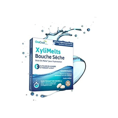 XYLIMELTS 40 Adhesive Tablets against Oral Dryness and Day - Slightly Sweet - Discreet and Usable Day & Night Against Dry Mouth Wake Up - Vegan Cover