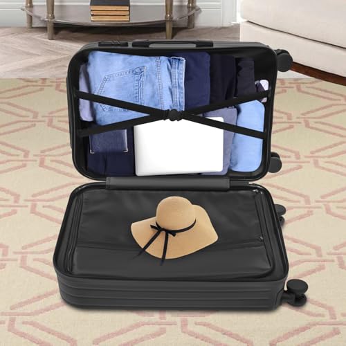 LOYALHEARTDY 24In Suitcase, Suitcase with Cup Holder and Side Hooks,Zippers Travel Luggage Suitcase for Business Trips, Vacations(Black)2