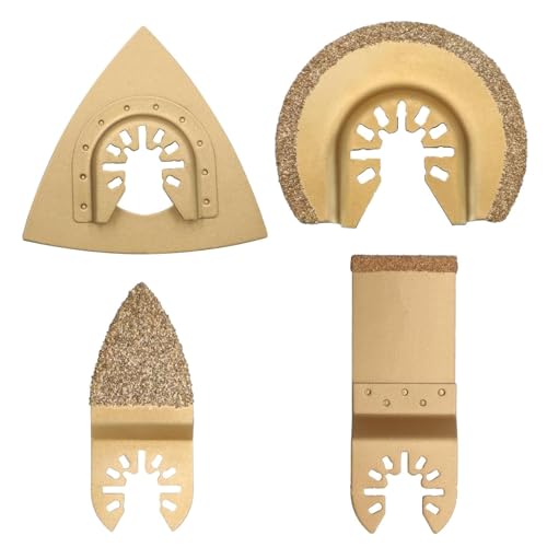 Alriedy 4 Stück Multitool Zubehör Fliesen, Multifunktionswerkzeug Zubehör, Hartmetall Sägeblätter Für Fliesen, Mörtel, Beton & Mauerwerk, Universelle Kompatibilität Für Oszillierende Werkzeuge