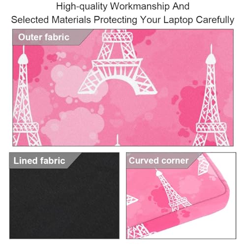 Maletín Torre Eiffel rosa para laptop de 13 a 14.5 pulgadas con bandolera ajustable 3