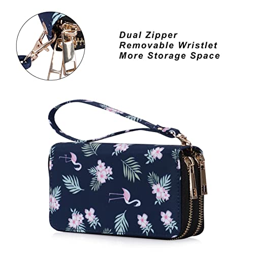 Image of Cellphone Wallet for Women Dual Zipper Long Purse with Removable Wristlet