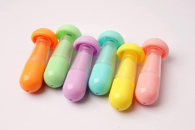 m s 6 Pcs Mini Mushroom Shape Highlighter Color Marker Point liner Stationery Office Material School Supplies