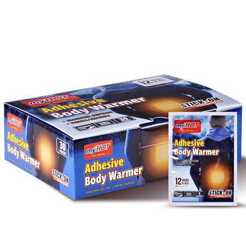 myHOT Adhesive Body Warmer Large Size 30 Pack - Up to 12 Hours, Long Lasting Heat, Disposable Air-Activated Heater Patch, Outdoor Sports, Camping, Winter Commutes, Made in Korea-TSA Compliant