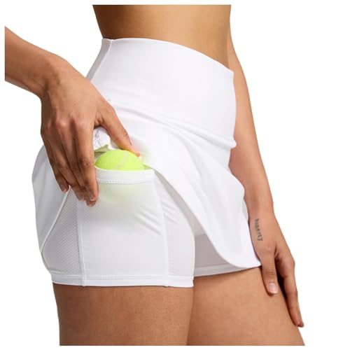 Jupe de tennis plissée femme à taille haute avec short double couche et poches