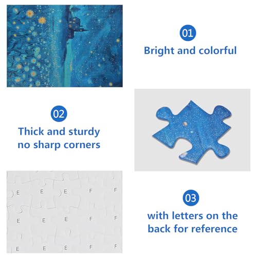 Rompecabezas para adultos de 1000 piezas con diseño de cielo estrellado y flores, con brillo y letras en el reverso, tamaño 27,5" x 19,6" miniatura 5