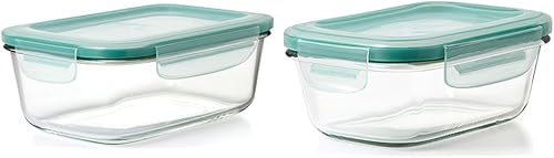 OXO Good Grips Smart Seal - Recipientes de vidrio para almacenamiento de alimentos (8 tazas + 1.6 tazas)