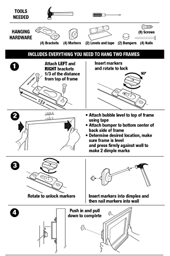 Image of Fletcher Picture Perfect No-Wire Hanging Kit | Keeps Frames Level with Flush Mount Hardware for Wall Art, Mirrors & Signs | Supports up to 50lbs. | Pack of 20 Kits