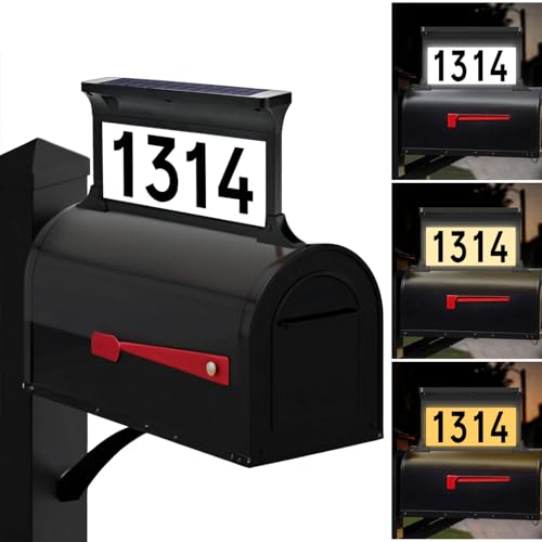 Lacasa KS-HN001M Solar Address Sign, 3 Colors-In-1 Mailbox Number Plaque Light cover