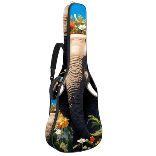 Sac guitare acoustique étanche 40-42 pouces à motif éléphant fleur