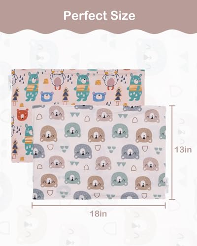 Image of ALVABABY Toddler Pillowcases 2 Pack Organic Cotton Fit 13 inchx 18 inch or 12 inchx16 inch Kids Pillow Cover Envelope for Girl Boy Travel(Pillowcase Only)