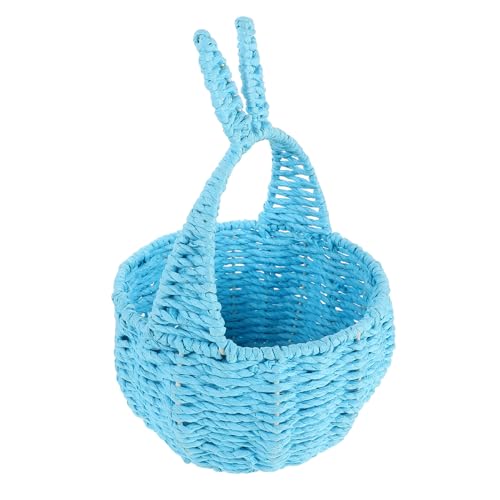VILLFUL 織り収納バスケット うさぎ耳デザイン 手提げ型 軽量で通気性良好 ピクニックや屋外旅行に フルーツや野菜の収納に適応
