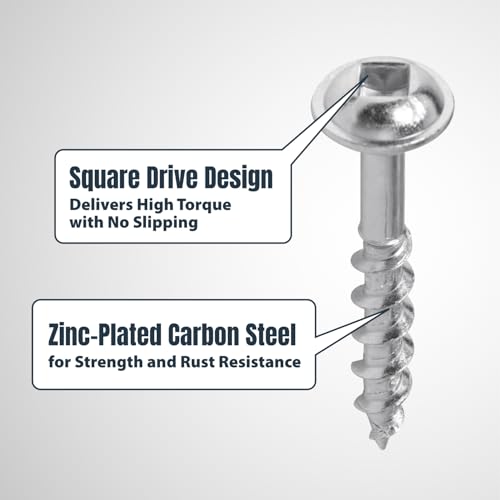 Image of POWERTEC 150 PK Pocket Hole Screws, Maxi-Loc Head, #2 Square Drive, 1-1 /4 inch Fine Thread for Pocket Hole Jig, Cabinets, MDF, Plywood & Softwood (72263)