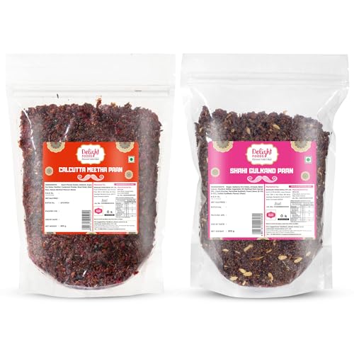 Delight Foods Calcutta Meetha Paan & Shahi Gulkand Paan,1.6 Kg (800g x 2)| Without Supari | Sweet Hygienically Packed Traditional Mukhwas | Mouth Freshener