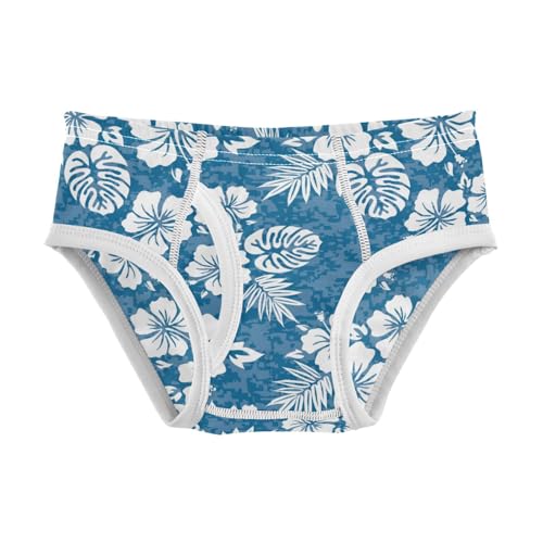 Boys' Exclusive Briefs Toddler Underwear 95% Combed Cotton Boxerbriefs 2T Blue Hibiscus Flower Leaf Pattern 28