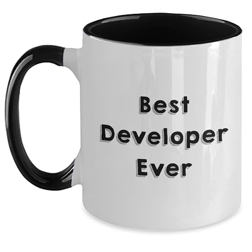 Christmas Unique Gifts for Best Developer Ever Funny Quote, Developer Gifts from Friends, Two Tone Coffee Mug for Men, Best Developer Ever Quote Funny