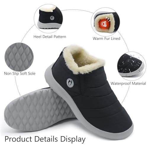 Winter Boots for Women Lightweight Comfortable Plush Waterproof Stylish Solid Color Ladies Ankle Shoes2