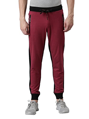 Image of F A S O Men's Super Combed Cotton Joggers | Color Block Design | Comfort Fit | Drawstring | Casual, Gym & Lounge Wear