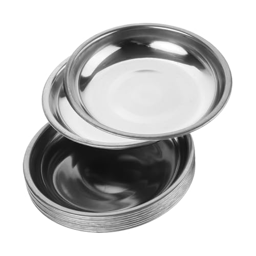 STOBAZA 10pcs Small Plate Vinegar Plate Chip and Dip Bowl Appetizer Tray Appetizer Serving Dish Condiment Dish Small Serving Platter Dipping Sauce Bowls Dip Cups Stainless Steel Silver