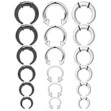 Pnsgisr Septum Stretching Kit 14g 12g 10g 8g 6g 4g Black Horseshoe Pincher Piercing Jewelry 14 12 10 8 6 4 Gauge 10mm Stretched Metal Horse Shoe Nose Ring Taper Surgical Stainless Steel for Women Men