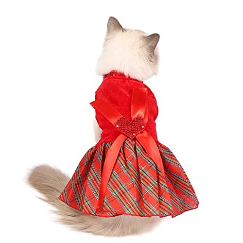 Walnuta Large Bow Checkered Pet Clothes Small Dog Costume Cosplay Costume Skirt Pet Clothes (Color : Red, Size : S Code) #TOP4