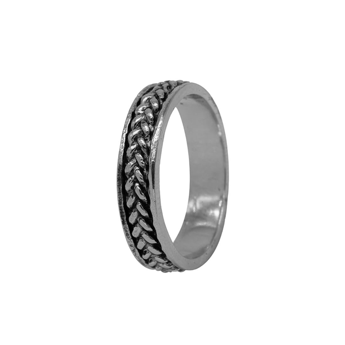 Rihi By P.C. Chandra Jewellers 925 Sterling Silver EterKnight Curb Chain Oxidised Band Ring for Men | BIS Hallmarked | With Certificate of Authenticity and 925 Stamp|Gifts for Men and Boys-image-26
