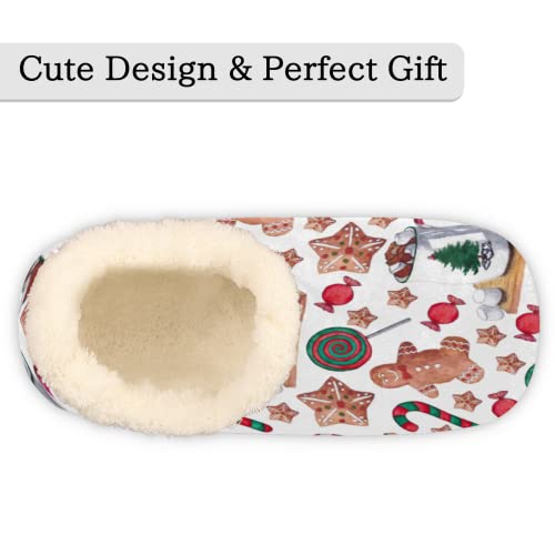 Bardic Christmas Gingerbread Man House Slippers for Women and Men, Cute Gingerbread Man Non Slip Cozy Slippers Funny Fuzzy Slipper Socks for Indoor Outdoor_XXL3