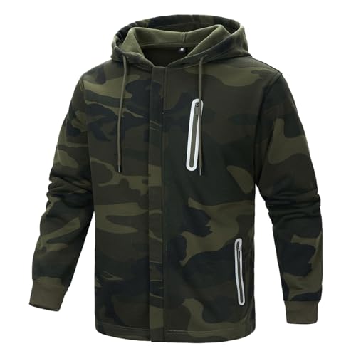 Wirltte Hoodies for Men Casual Long Sleeve Mens Zip up Hoodie Hooded Fleece Sweatshirts with Pocket Camouflage M